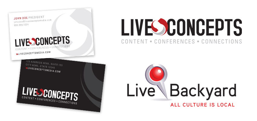 live concepts logos and biz card